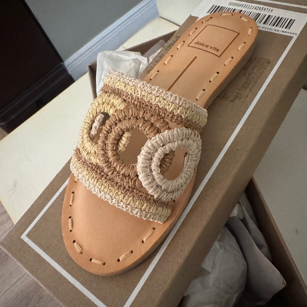 Dolce Vita Tan and Cream Artisanal Sandals